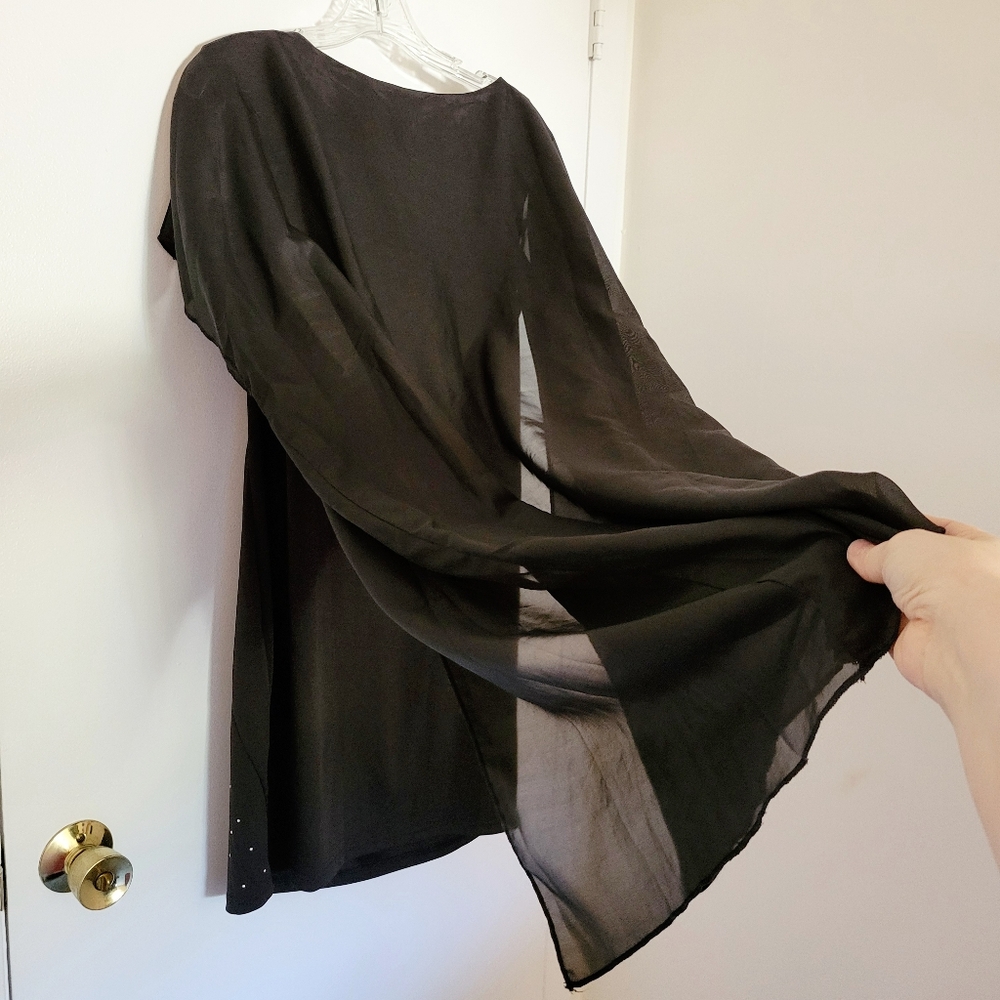 Black and silver dress with cape for New Years Eve Wedding Reception Birthday - Picture 2 of 5